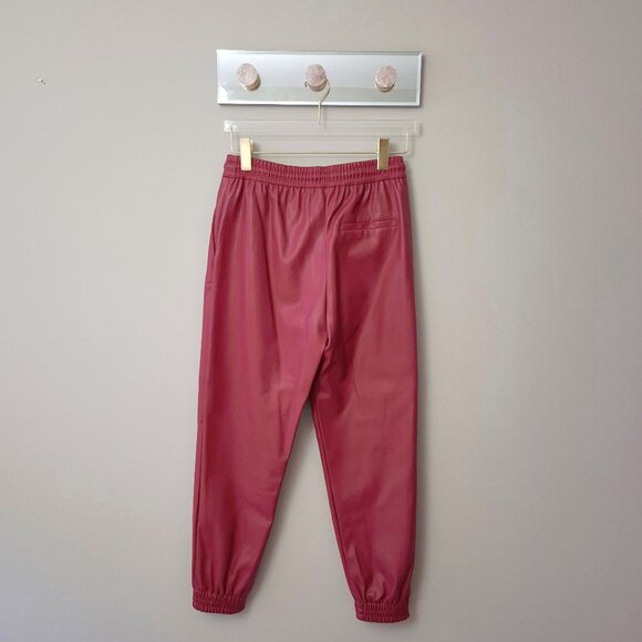 NWOT Zara burgundy red faux leather jogger inspired pants, S - Picture 6 of 6